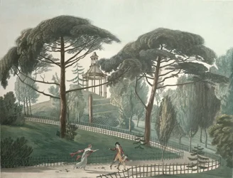 Das Labyrinth oder Belvedere des Jardin des Plantes in Paris, graviert von Nicolas Marie Joseph Chapuy (1790-1858)